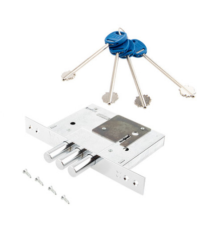 Замок врезной сувальдный KALE KILIT 257L-BS60-CP-L4KEY-(w/o SP, w/o Ros)-PB (75ММ) 257L0000040